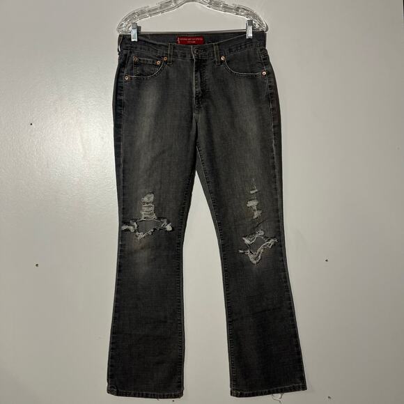 Levi’s 515 Nouveau BootCut Stretch Low Rise Distressed Gray Jeans Womens Size 8 - Picture 1 of 7